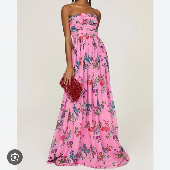 Sau Lee Camille Gown Strapless Pink Floral size 0 - Picture 2 of 7